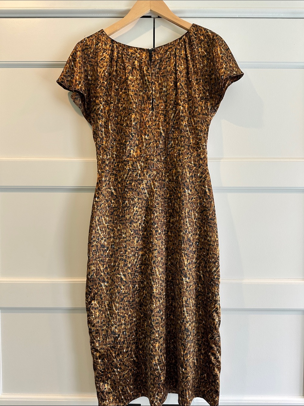 Women's Brown Patterned Cap-Sleeve Dress